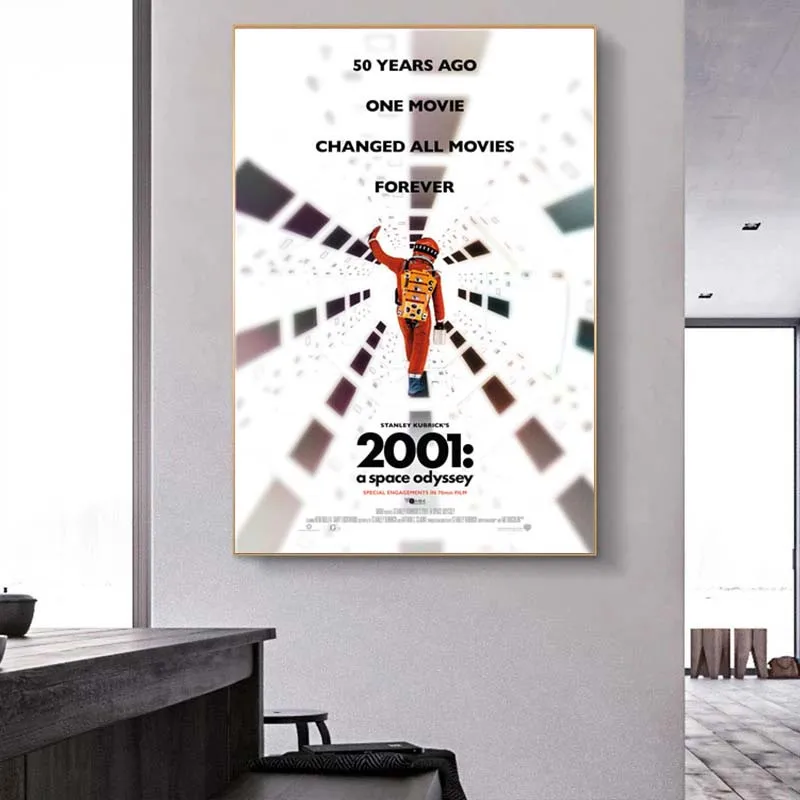 Póster de película de aventura de ciencia ficción, lienzo artístico impreso de 2001 "A Space Odyssey" para decoración de sala de estar, imagen de pared del hogar