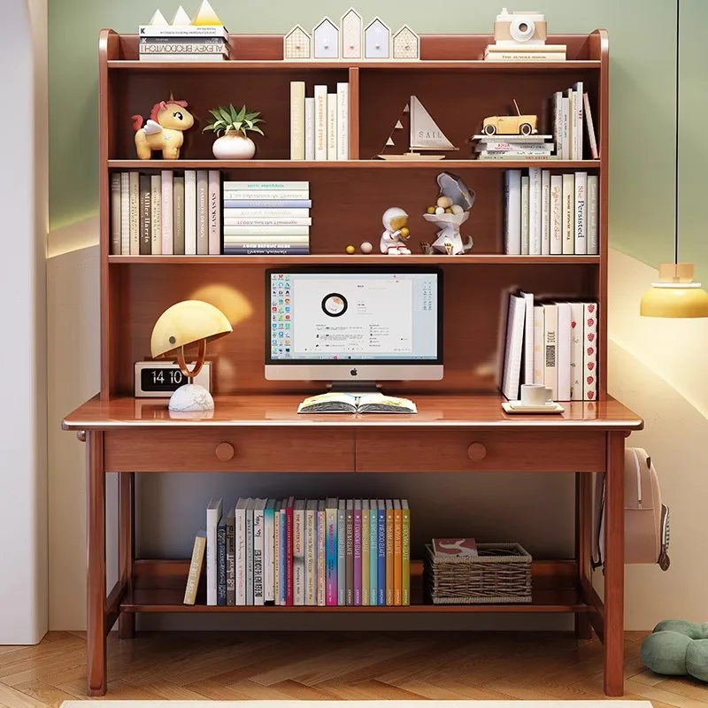 Solid wood children's study table integrated combination simple home computer junior high school student writing table