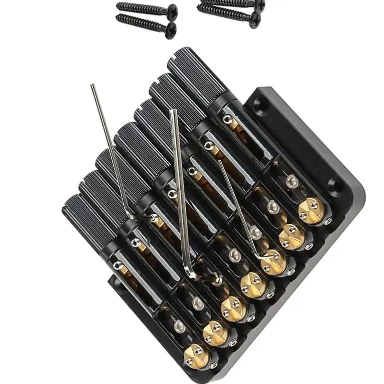 Top  Selling Black 7 String Headless Guitar Bridge Adjustable Saddles With Wrench Screws For Electric Guitar