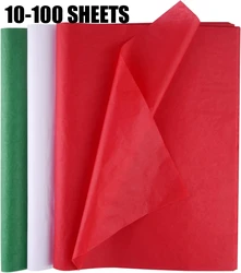 10-100sheets Christmas Tissue Paper Sheets 50*66cm Christmas Wrapping Paper for DIY and Craft Gift Bags Decorations