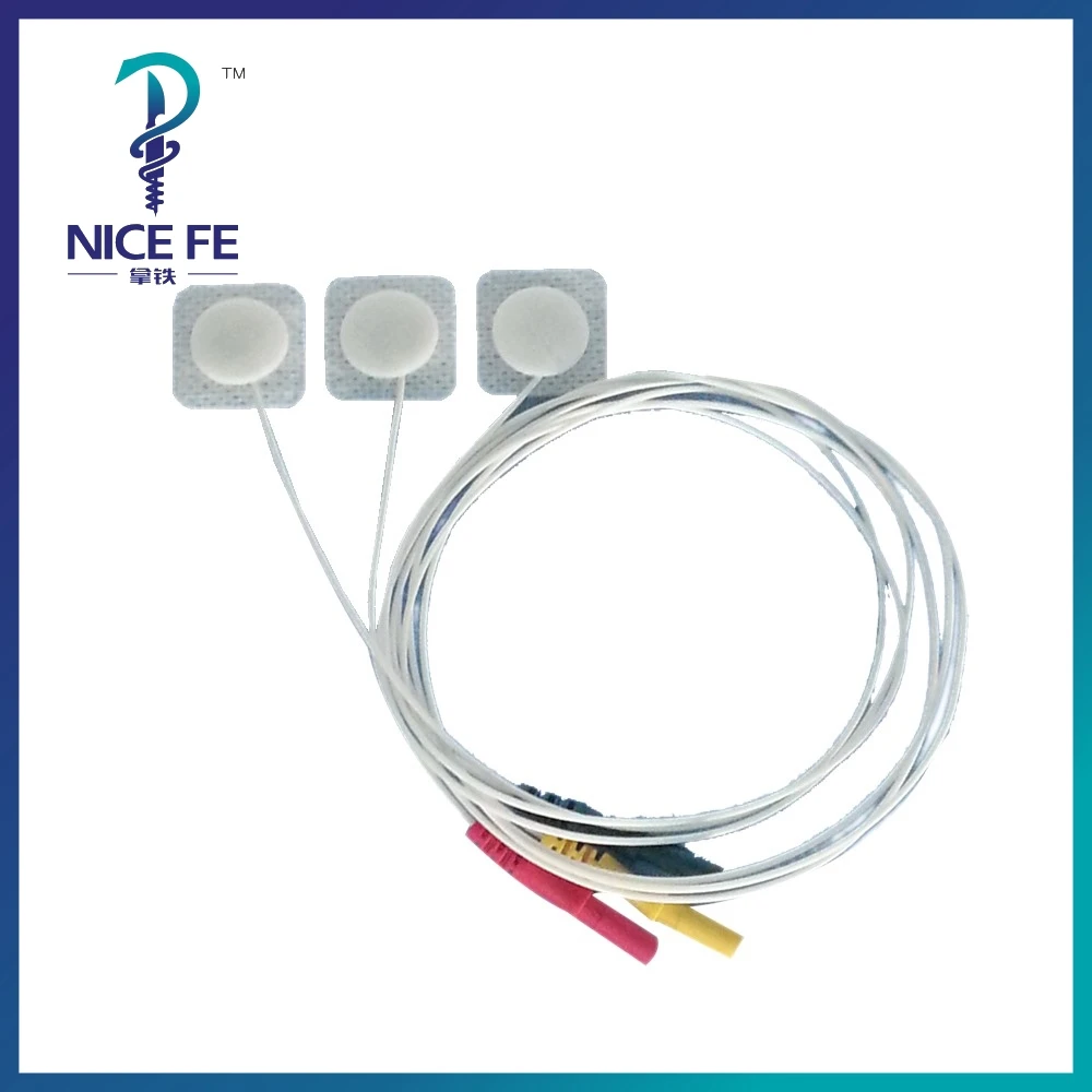 FB22 Disposable Non-woven electordes with lead wires, paediatric/neonates, ecg 3pcs/set（The picture shows a set）