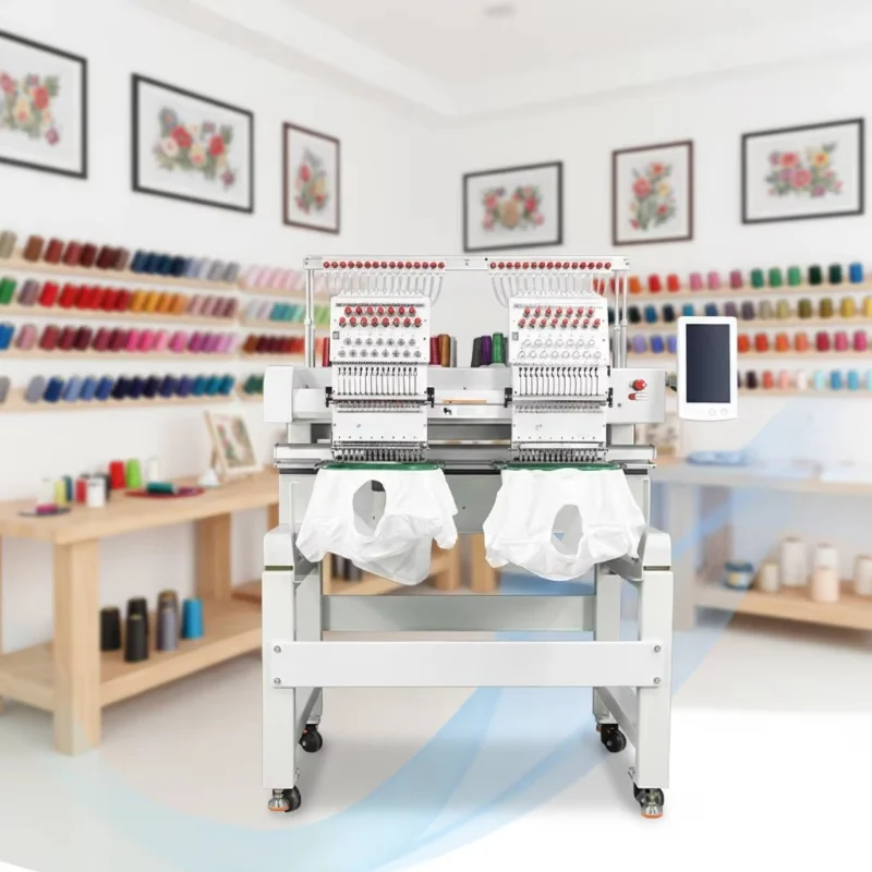 2 Heads Hat Embroidery Computer Machine Wholesale T-shirt Shoes Embroidery Machine Two Heads Flat Embroidery Machine