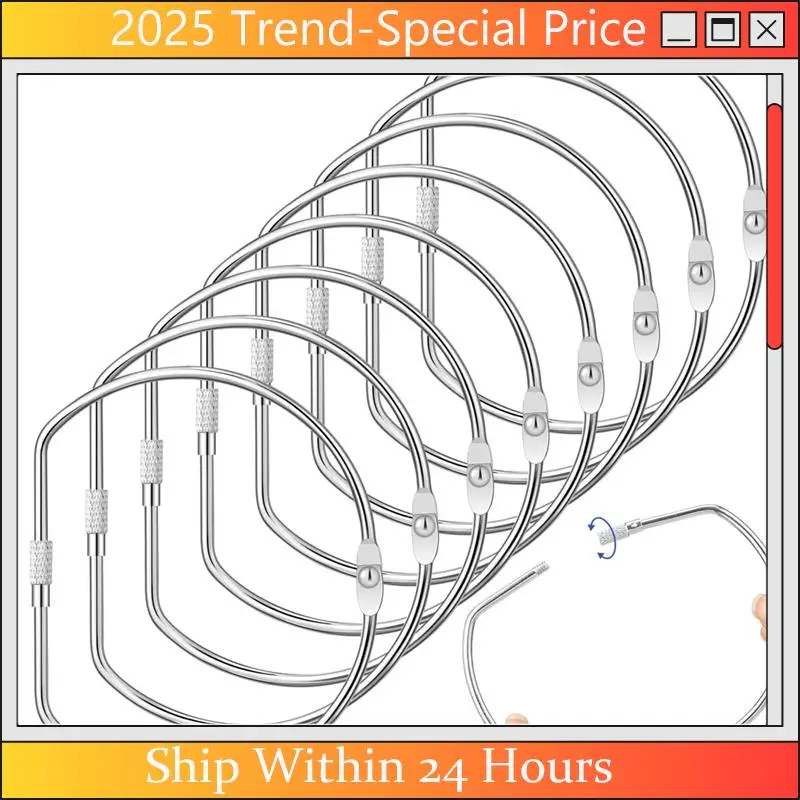 

Feb.Nickel Plated Steel Large D-Shaped Binder Rings 4 Inch, Set Of 8 Loose Leaf Rings For Books And Keychains, Home And Office U