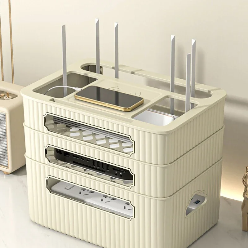 WiFi Router Storage Box TV Set-Top Box Holder Home Office Living Room Cable Organizer Modem Socket Storage Rack