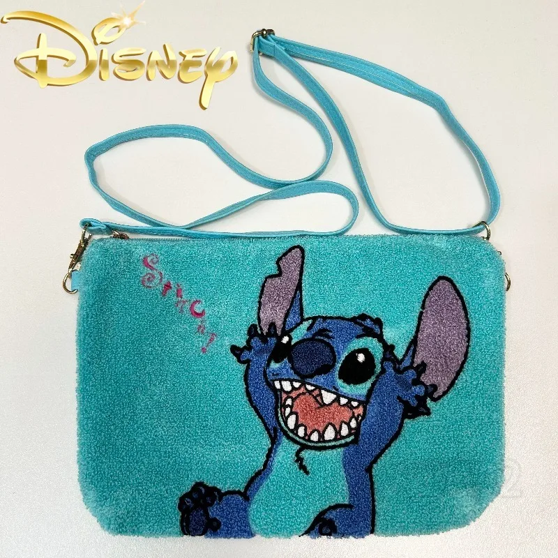 Disney Stitch New Plush Wallet Cartoon Embroidery Fashion Women's Shoulder Bag Portable Women's Plush Shoulder Crossbody Bag