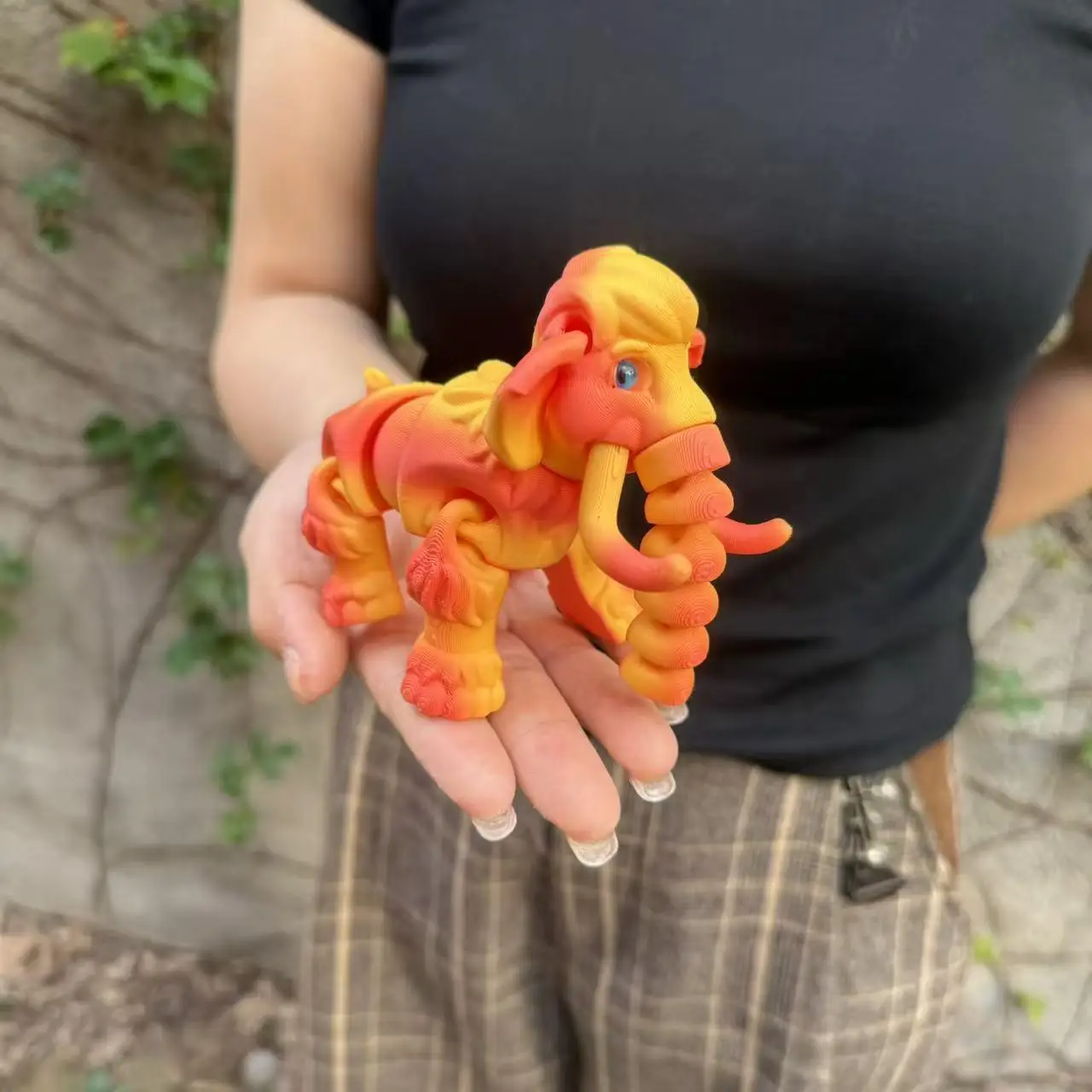 

Multicolor 14.3cm 3D Printed Cute Mammoth Elephant Model Fully Movable Joint Simulation Craft Desktop Ornament Toy Gift Decor