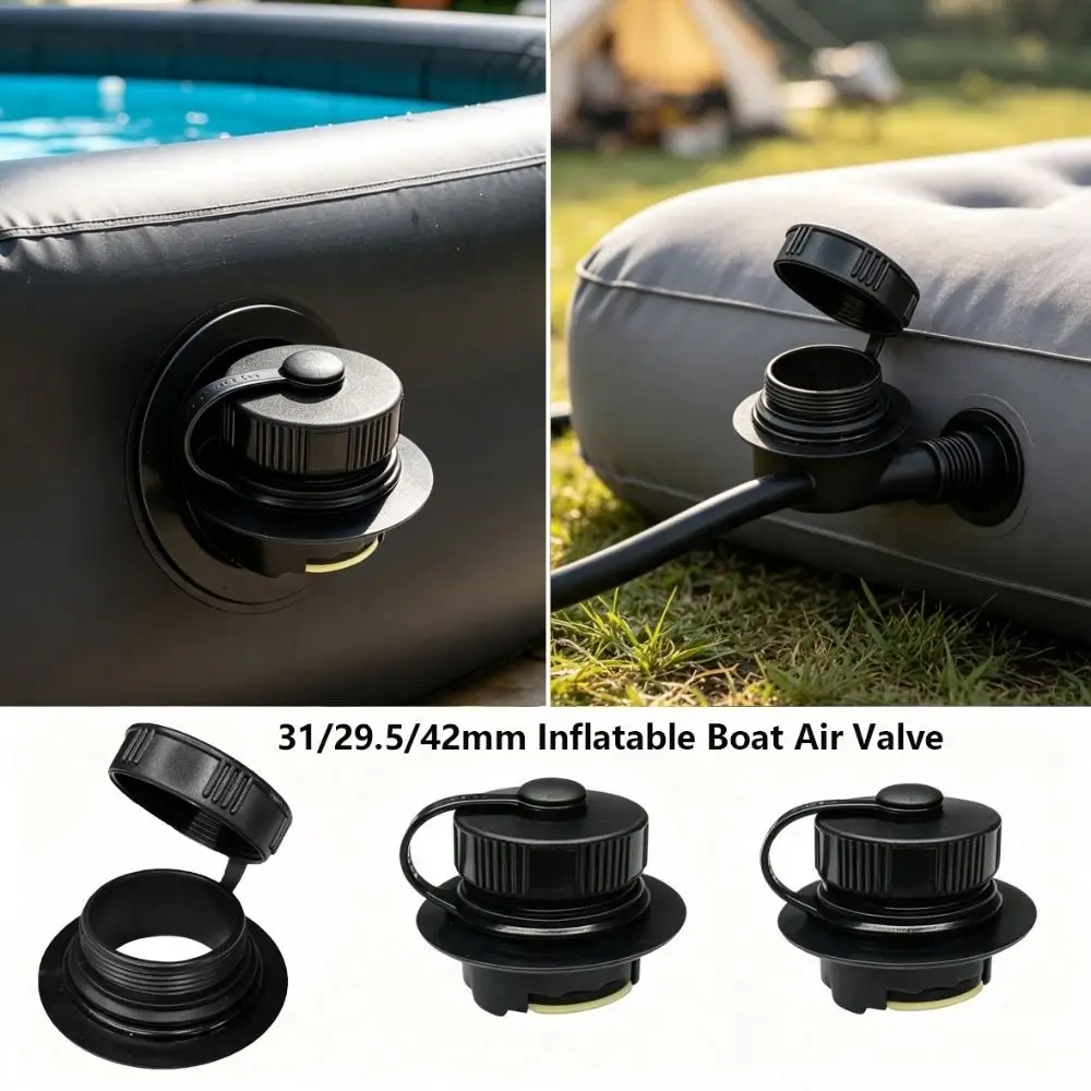 New 31/29.5/42mm Inflatable Boat Air Valve Black PVC Plastic Pool Kayak Boat Inflation Valve Accessories Marine Valve