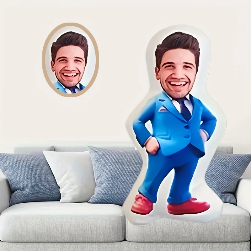 A Custom Photo Pillow Featuring an Ugly Design, Personalized with Face Prints, Double-Layered Cushion for Body Use - Pillows wit