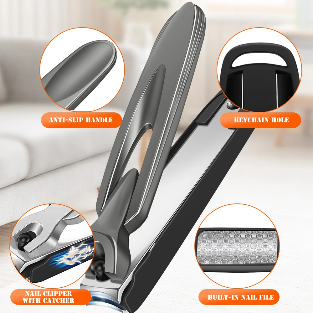 손톱깎이 1개 (손톱가루받이 포함) 튀어나오는 것을 방지하는 손톱깎이 가위 액세서리 매니큐어 도구 남녀공용 트리머