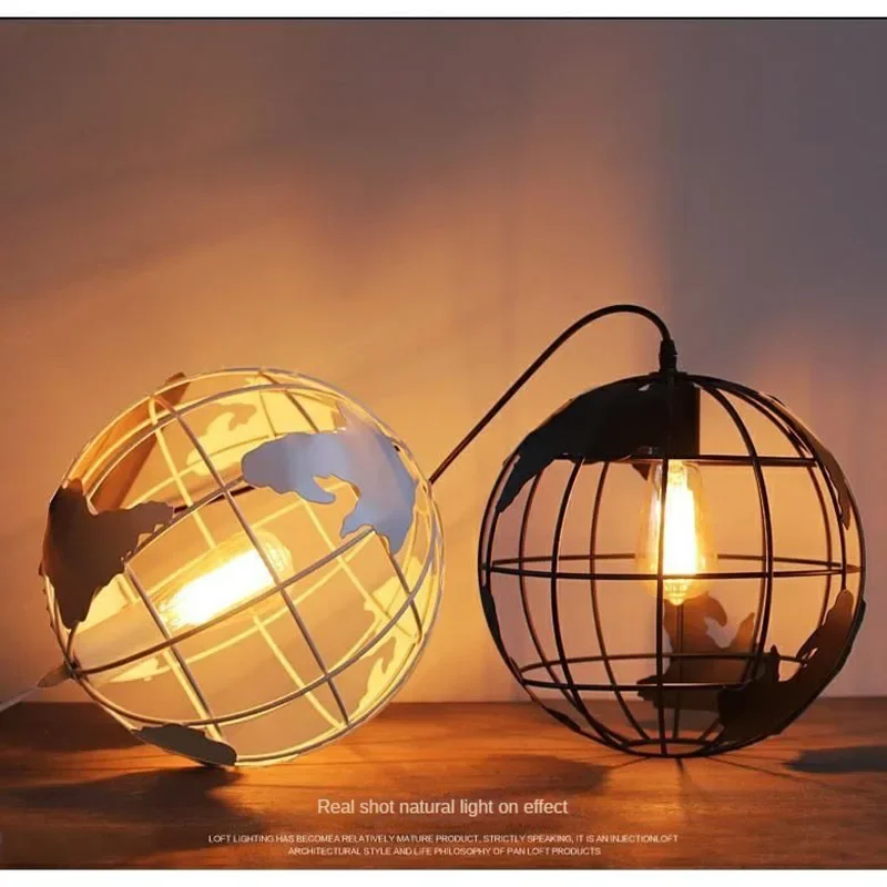 Imagem -03 - Lustre do Globo do Ferro Americano Personalidade Simples Porch Criativo Balcony Lamp Bedside Bedroom Chandelier Candeeiros do Corredor