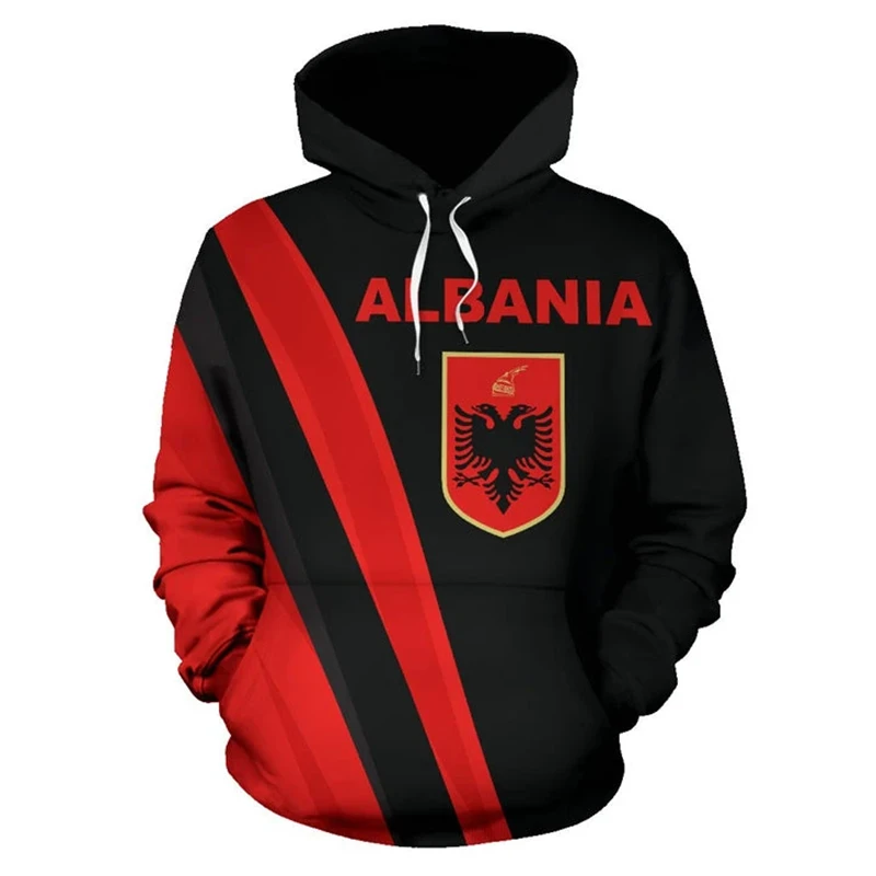 Albania Flag Map Graphic Hoodies For Men 3D Printed Eagle Pullover Sweatshirts New In Hoodies & Tracksuit Sportswear Men Clothes