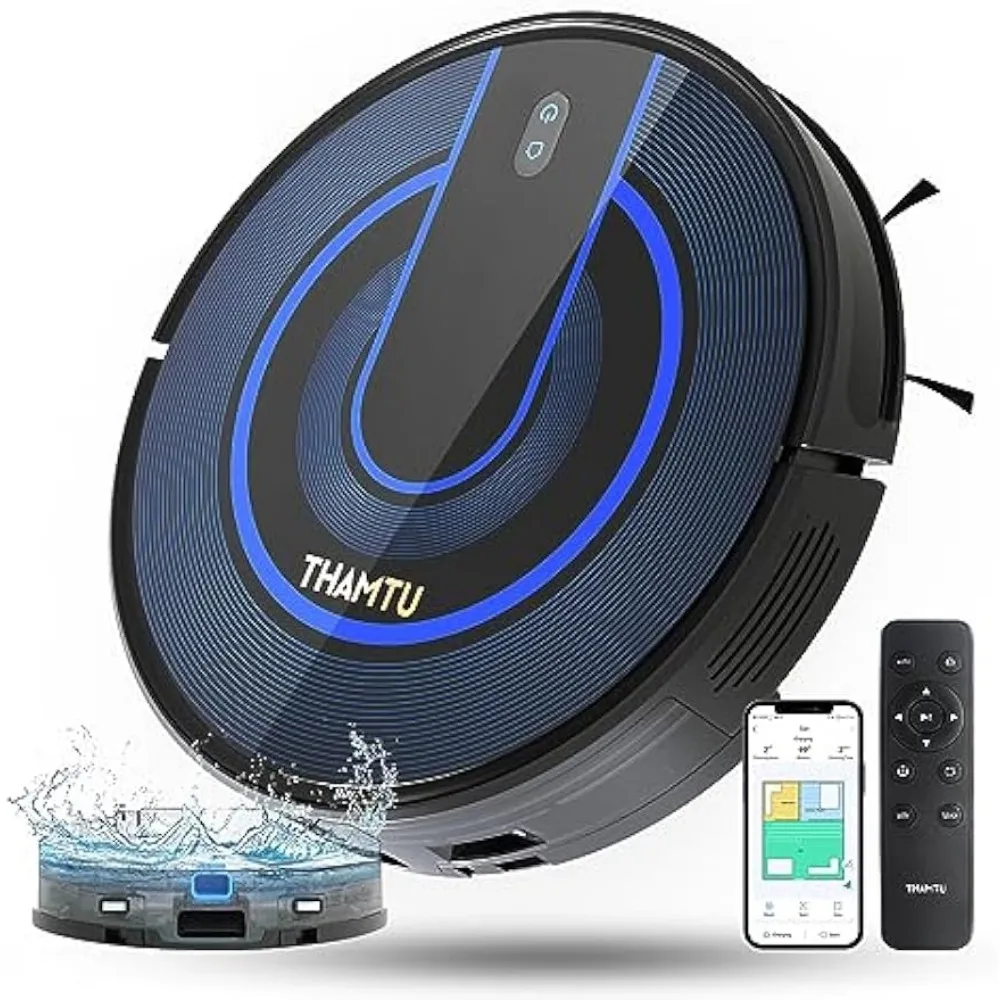 

Thamtu T21 Robotic Vacuum with Mop, LIDAR Navigation Equiped Robot Vacuum Cleaner for Pet Hair,Automatically Avoids Obstacles