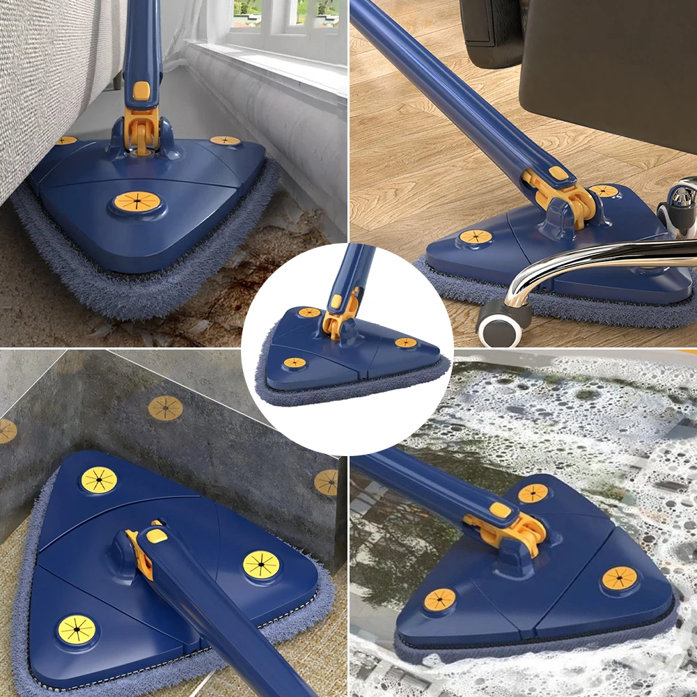 Mop triangolare Mop per la pulizia delle finestre regolabile a 360 gradi manico in microfibra da 1.3m Kit per la pulizia delle finestre della parete del tergicristallo autoavvolgente