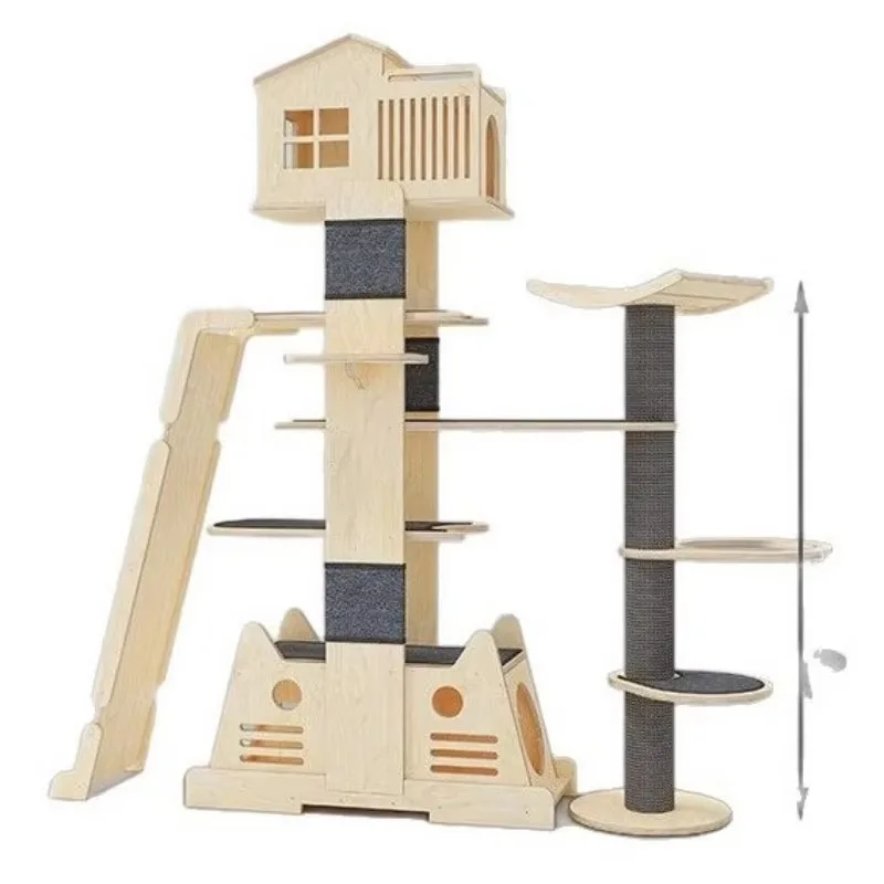 cat scratching post Factory Modern Luxury Eco-Friendly Solid Wood Cat Climbing Frame with Sisal Scratching Board 4 Levels Carton