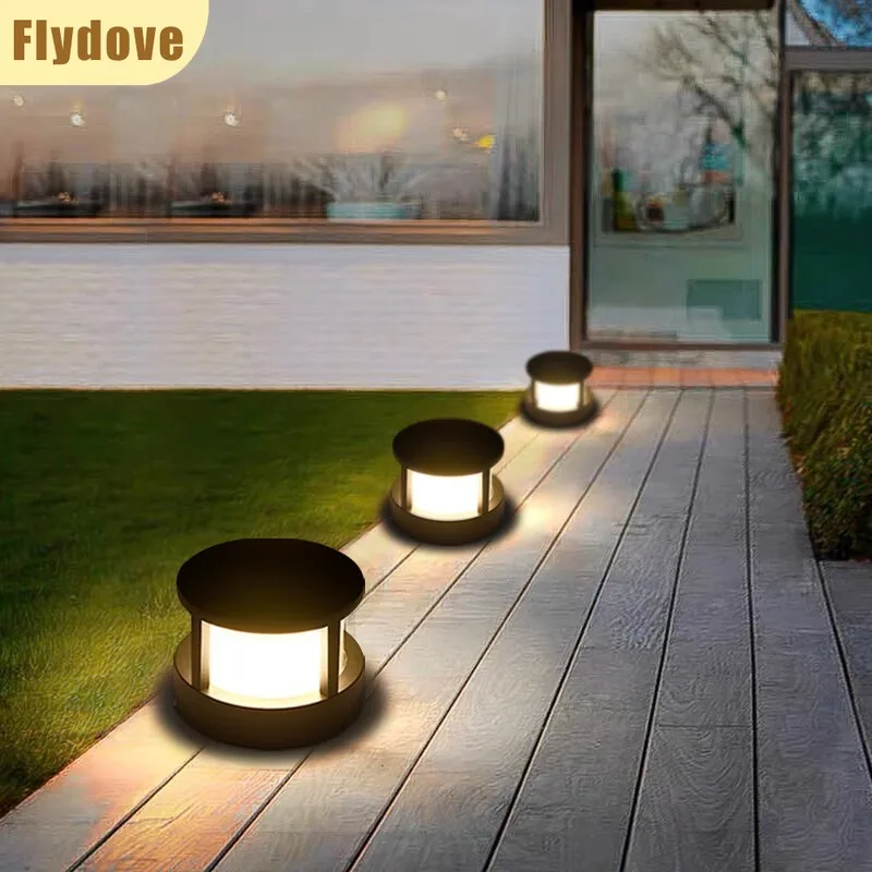 Koreanische minimalistische LED-Außensäulen-Scheinwerfer, wasserdicht, IP65, 12 W, Veranda, Hof, Rasen, Garten, Beleuchtung, Dekoration, Lampe, 110–240 V