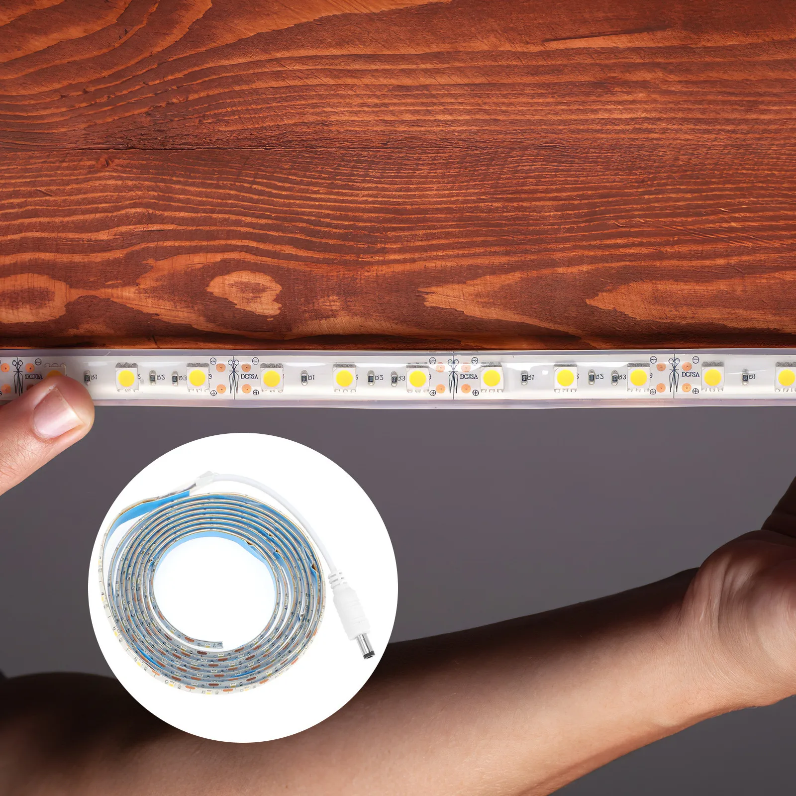 Lampada a striscia LED con sensore intelligente alimentata tramite USB Lampada a striscia tagliabile flessibile impermeabile per l'illuminazione del guardaroba della camera da letto della cucina di casa