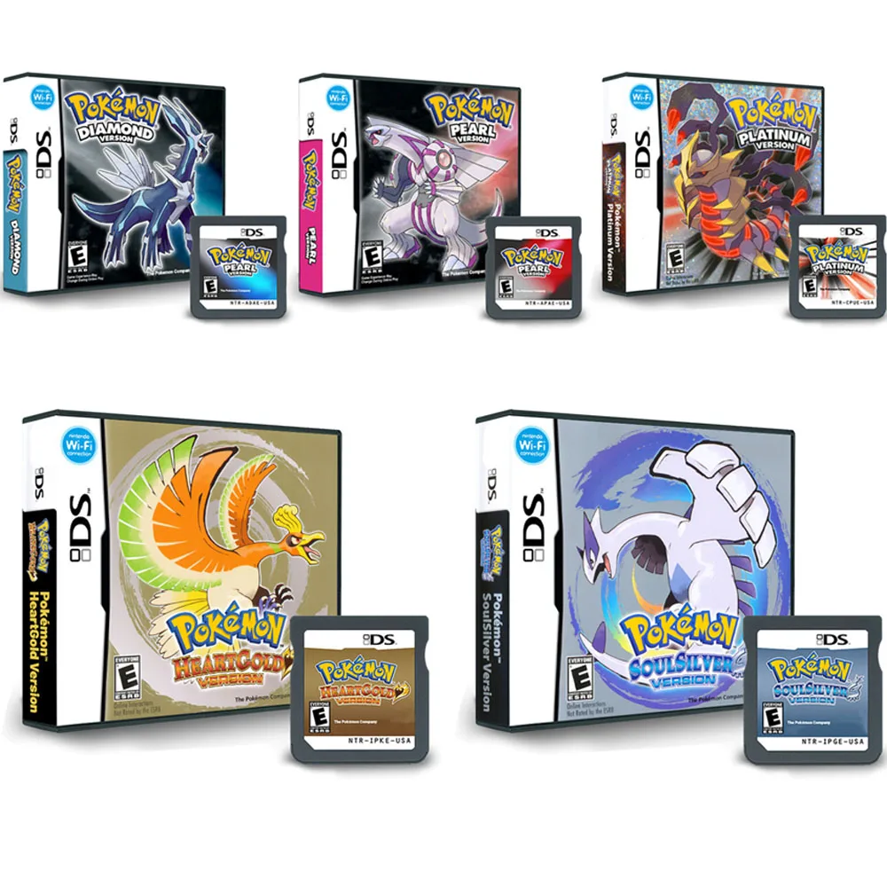 NDS Game Card Pokemon R4 Card Black Box Cartridge American English Game Diamond Pearl HeartGold SoulSilver Platinum 3DS XL 2DS