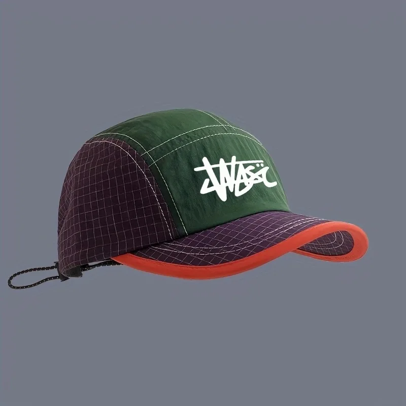 2025 New Short Brim Hat Men's Color Block Summer Lightweight Quick-Dry Five-Panel Baseball Cap Outdoor Running Sports Visor
