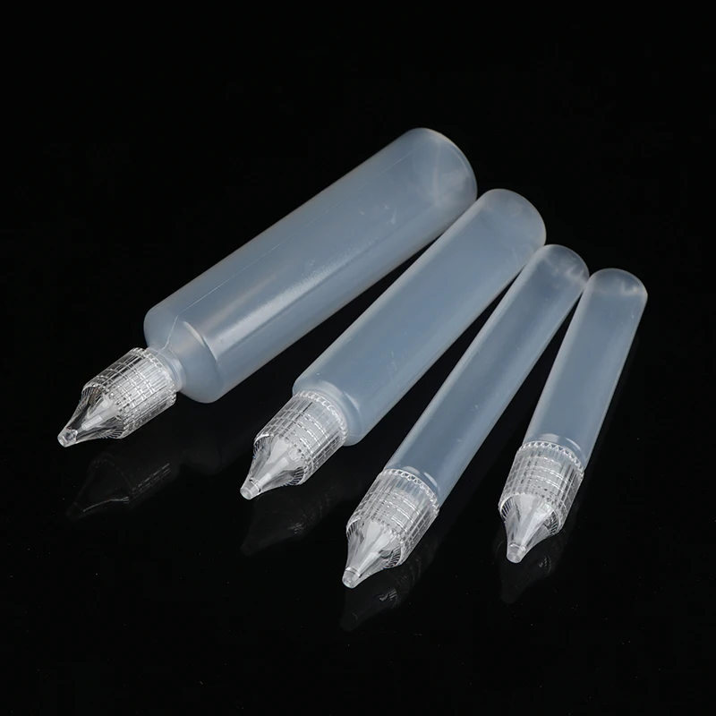 10/15/30/50ml 5개 리필 가능한 플라스틱 스포이드 병 잉크, 에센셜 오일 및 안료용 펜 모양 용기