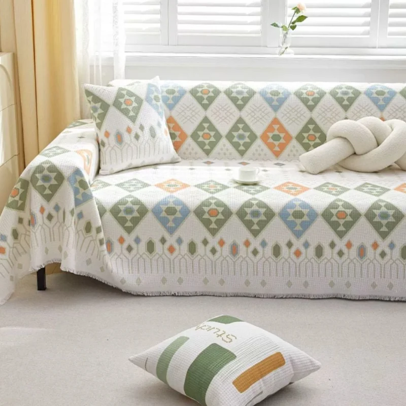 

Модное полосатое диванное полотенце с кисточками, многофункциональный противоскользящий и пылезащитный чехол для дивана, уютные, легкие в уходе, аксессуары для дома