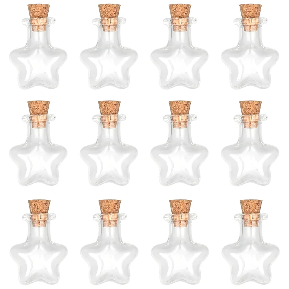 Tiny Decorative Glass Bottles 12 Pcs (Tiny Five-Pointed Star Bottles)