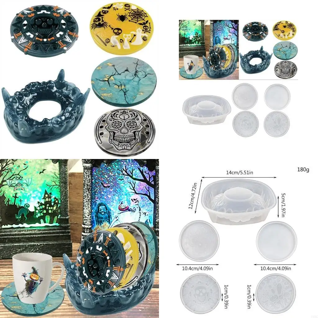 

195C 5 шт., форма для подставок из смолы, форма для подставок на Хэллоуин, форма для подставок из смолы с формами для держателей