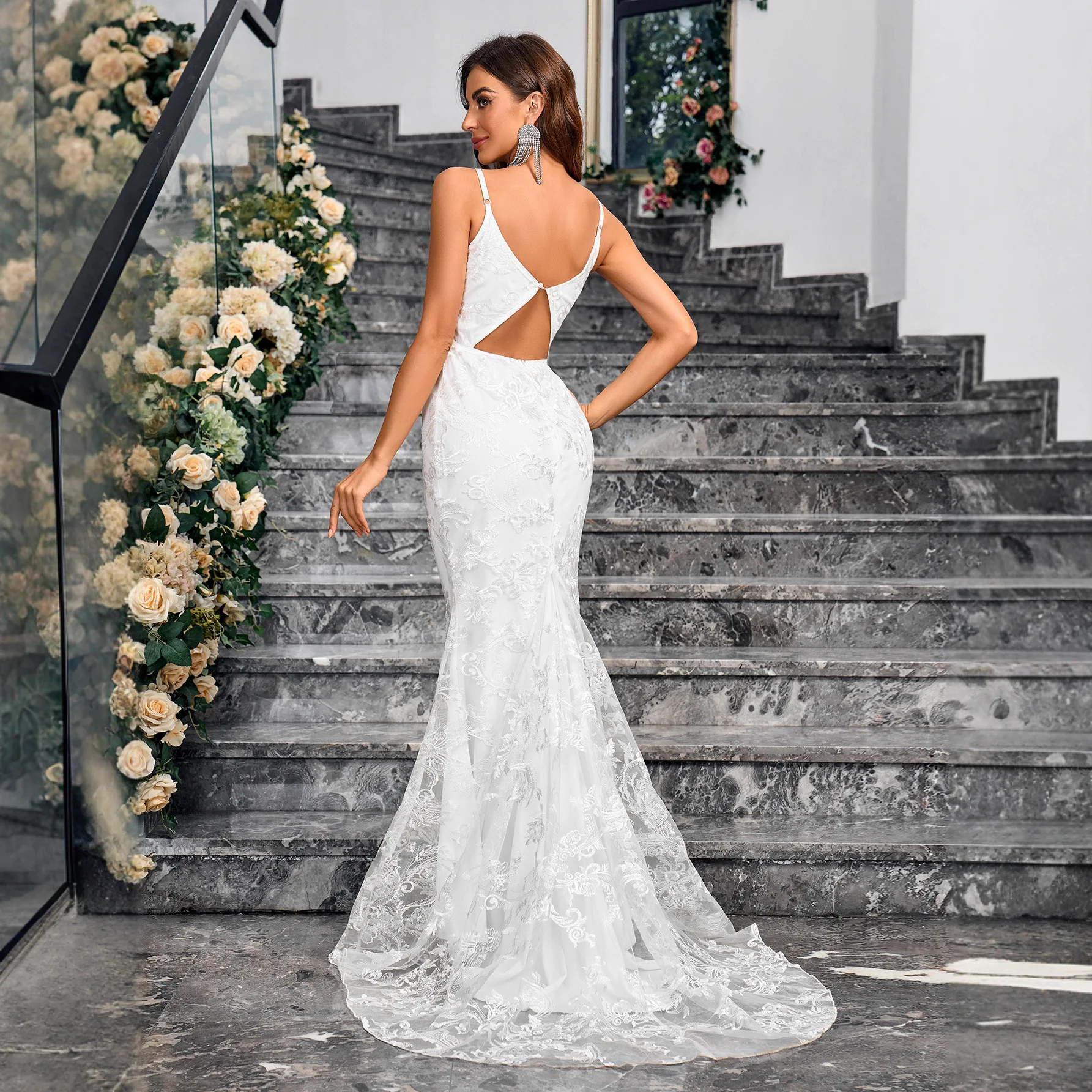 Gown.. Erotogenic Banquet Party Bet Smart Fit Body Bridesmaid Small Train Gown.. Clothes Summer Long Dress Beach Robe Femme