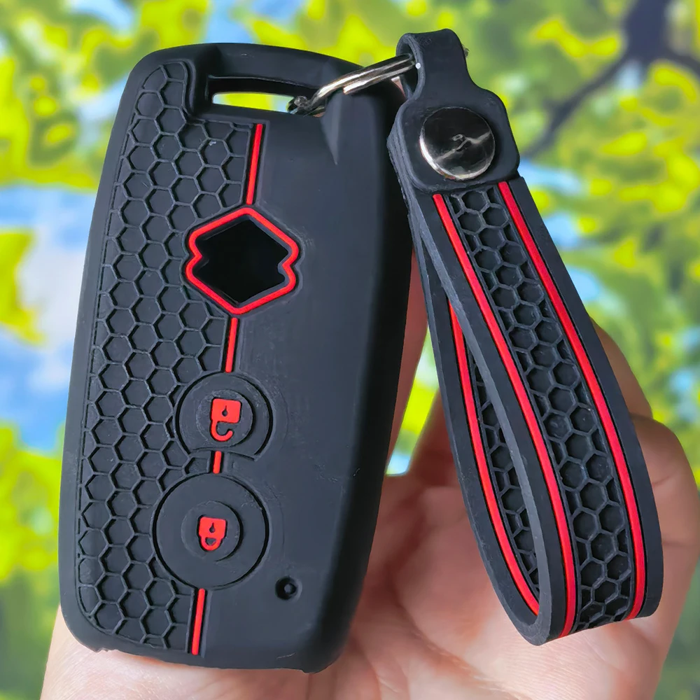 Car Remote Key Skin Cover Honeycomb Silicone with Keychain for Suzuki Grand Vitara SX4 S-Cross XL-7 Kuyucha Sch4 Swift