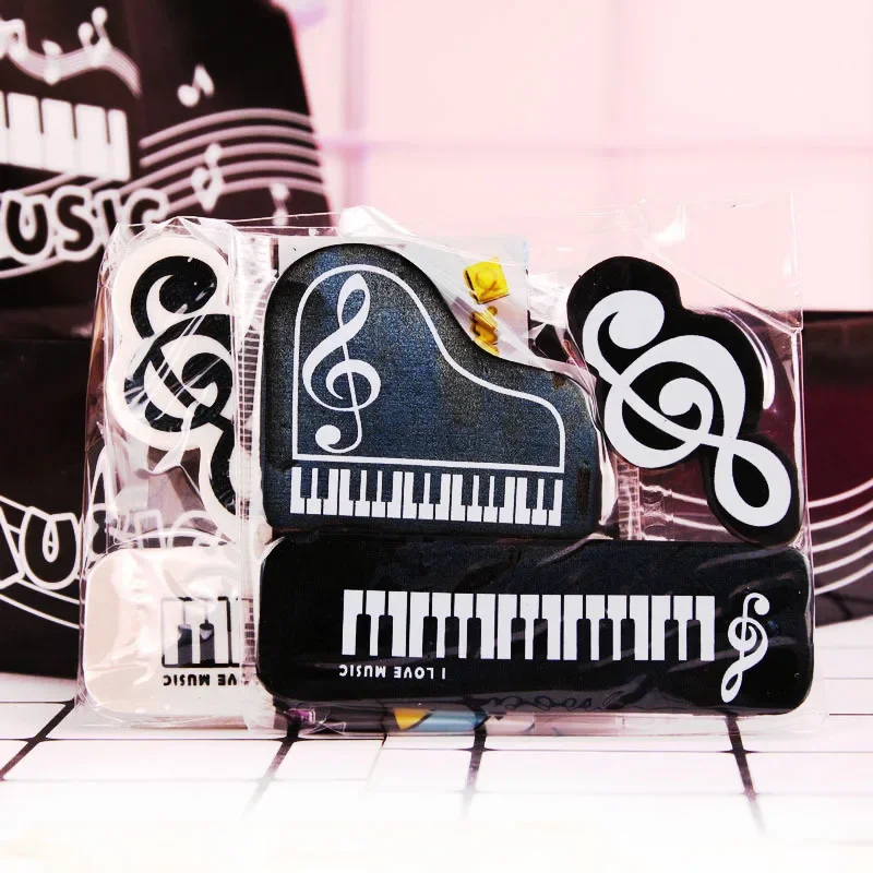 3Pcs/Set Creative Musical Piano Notes Rubber Pencil Eraser School Student Correction Supplies for Kids Gifts Classroom