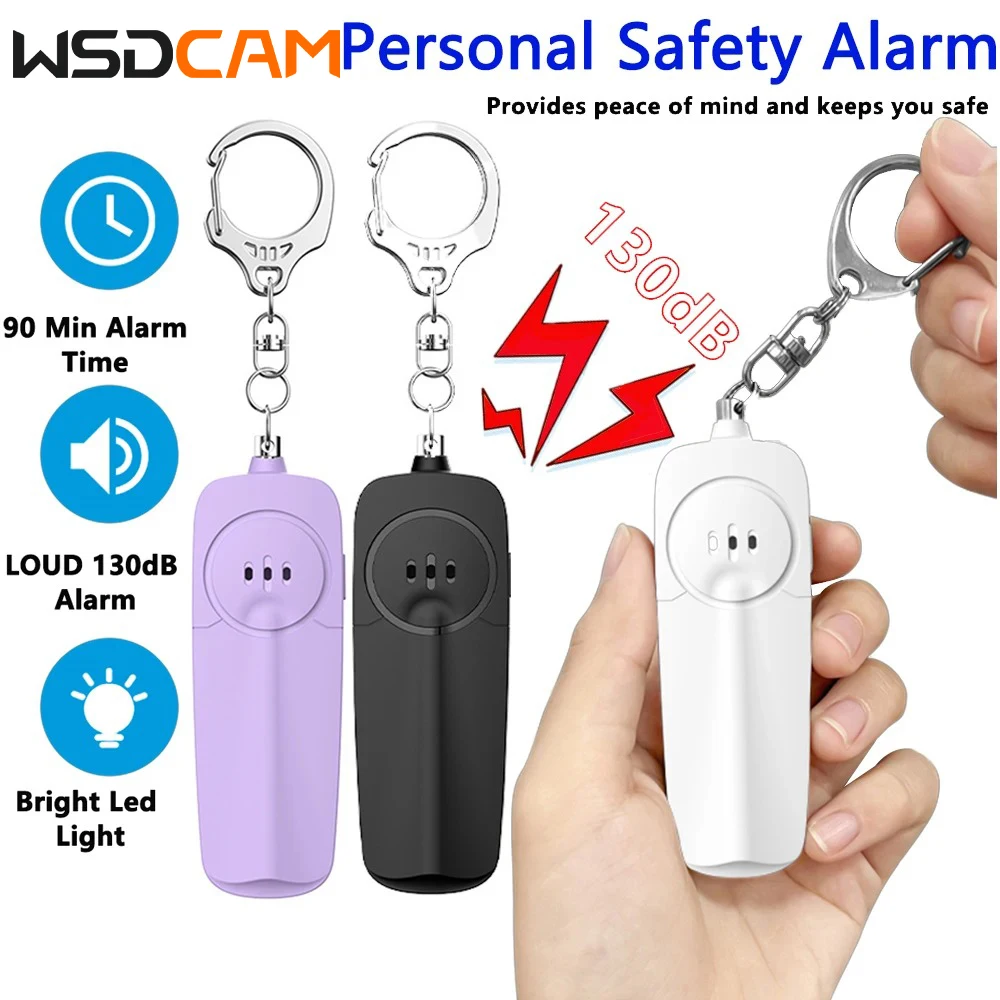 

WSDCAM 130dB Personal Security Alarm Woman Anti Attack Mini Alarm Led Flashlight With Keychain Alarm For Kids Women Elderly