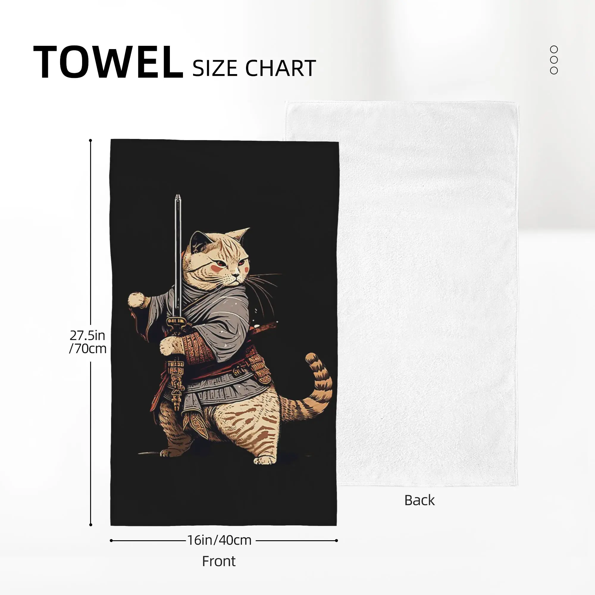 Custom Catana Cats Retro Samurai Yakuza Holder Soft Face Towel Quick Dry Pool Bath Cotton Towels Breathable