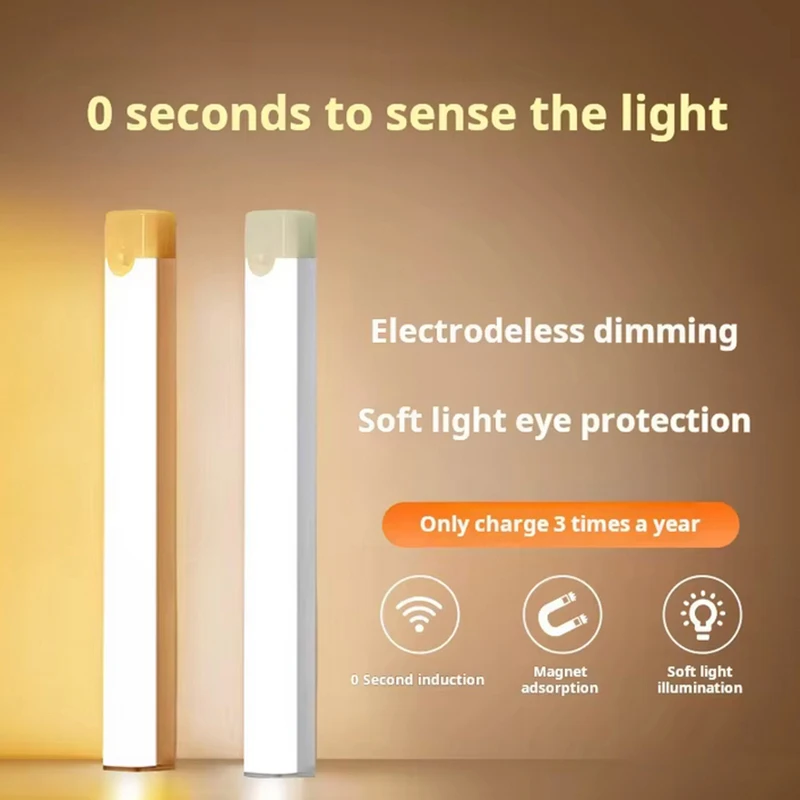 1pc Wireless Rechargeable LED Motion Sensor Cabinet Light - Ideal For Closet, Kitchen, Wardrobe, Stairs - Battery Operated Night