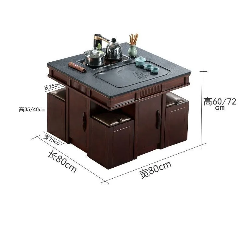 

Small Apartment Solid Wood Small Tea Table, Balcony Table and Chair Combination, New Chinese Simple Modern Home Living