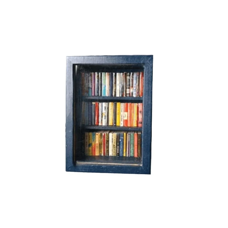 BMBY-Miniature Bookshelf Pocket Anxiety Bookshelf Wooden Tiny Book Library Stress Reliever Bookshelf Tabletop