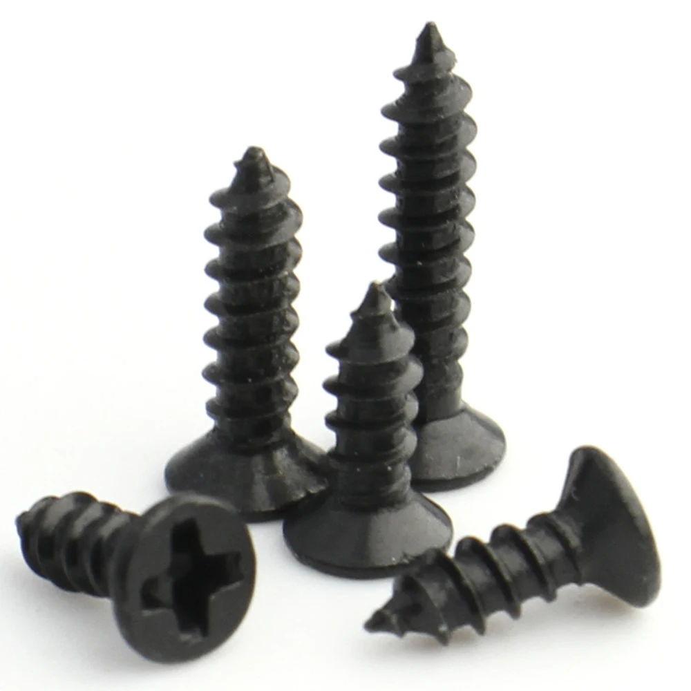 20-200pcs Phillips Flat Head Wood Self-tapping Mini Screw M1 M2 M2.3 M2.6 M3 M3.5 M4 M5 M6 Black Carbon Steel Cross Mini Screws