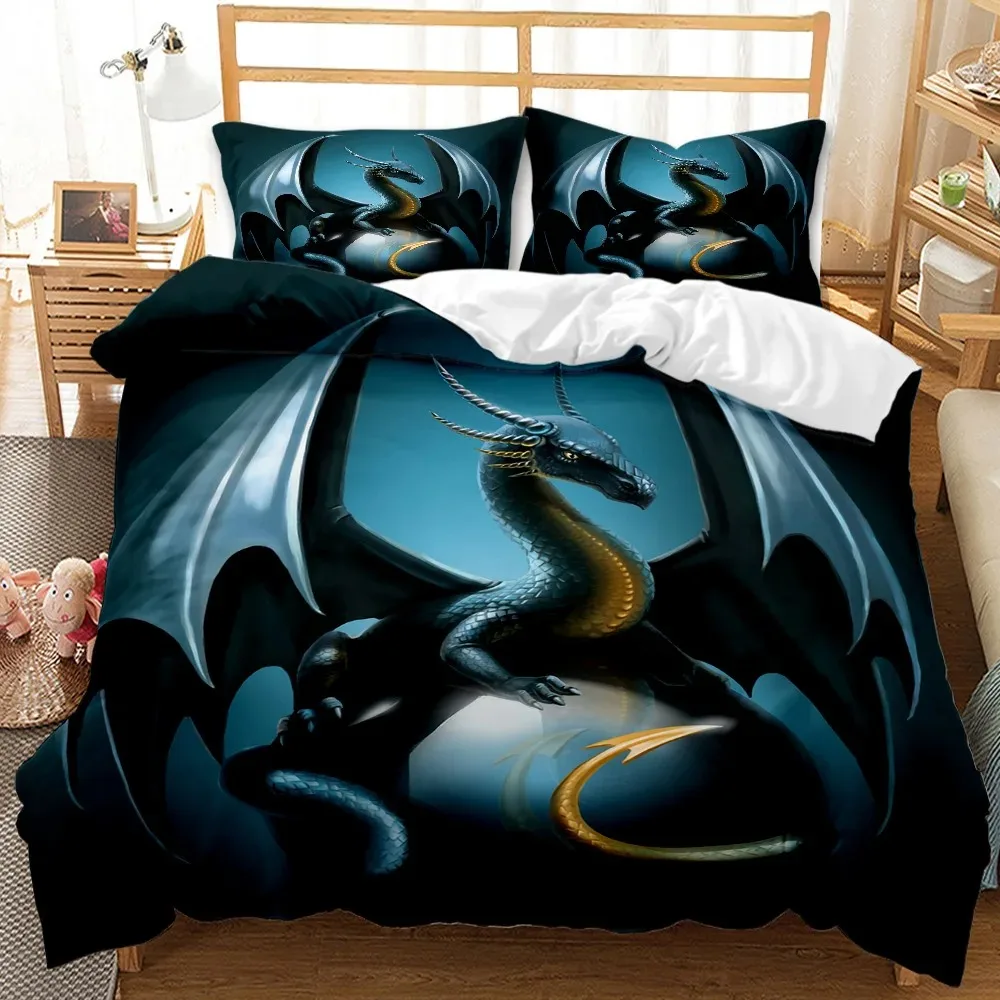 

Flying Dragon Duvet Cover,3D Mythical Dragon Print Polyester Bedding Set,Boys Teens QueenKingFullTwin Size Comforter Cover