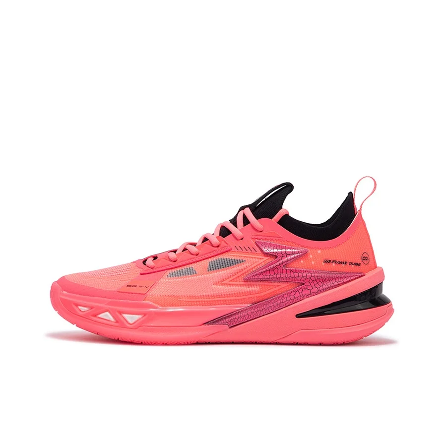 361 BIG3 5.0 Pro Basketball Shoes Men's Low Top Fluorescent Begonia Pink/Obsidian Black 672421110-6