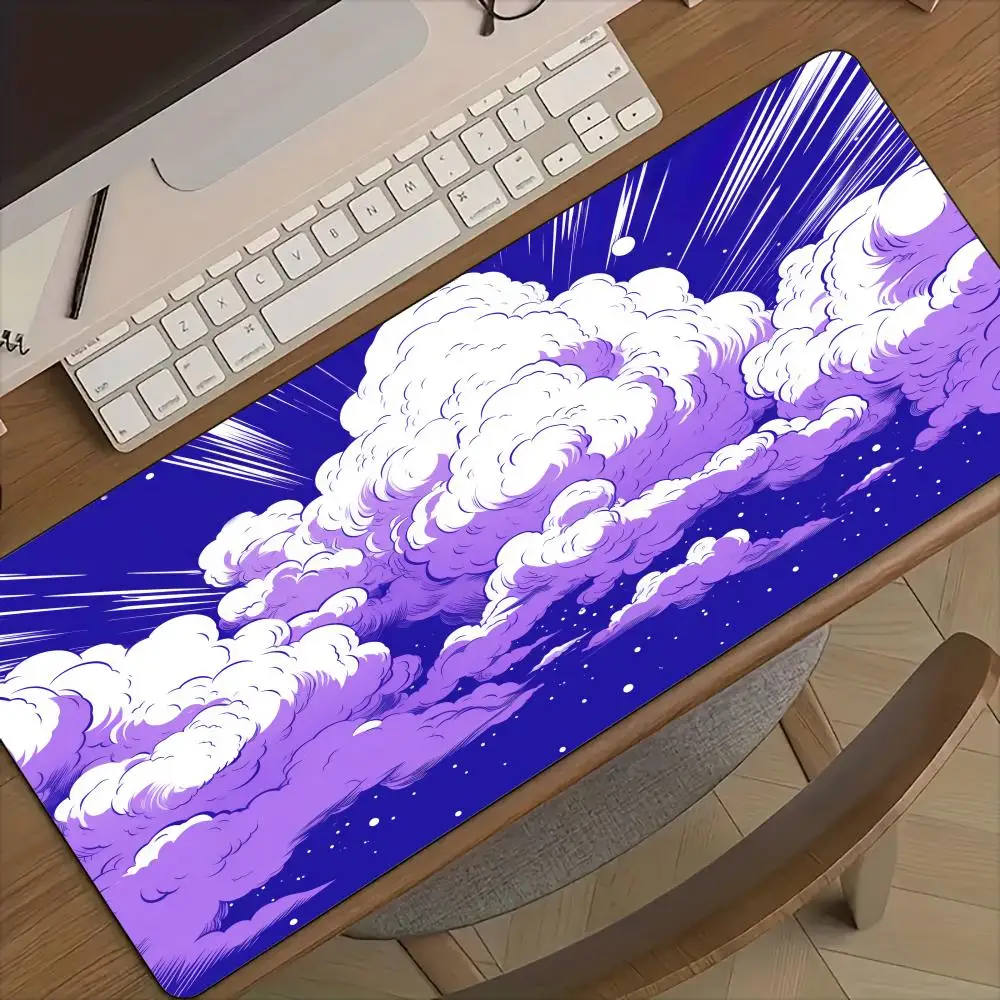 Muismat Bureaumat Illustratie met cloudthema Muismat met gestikte randen Antislip rubberen basis toetsenbord Uitgebreide pad gamingmat