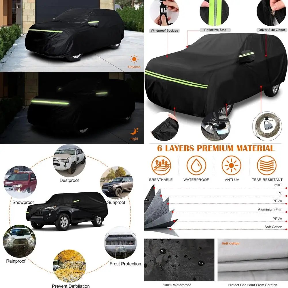 

Protective 4Runner Car Cover 2002-2025, Polyester & Cotton, Zippered Door, Reflective Strips, Lockable