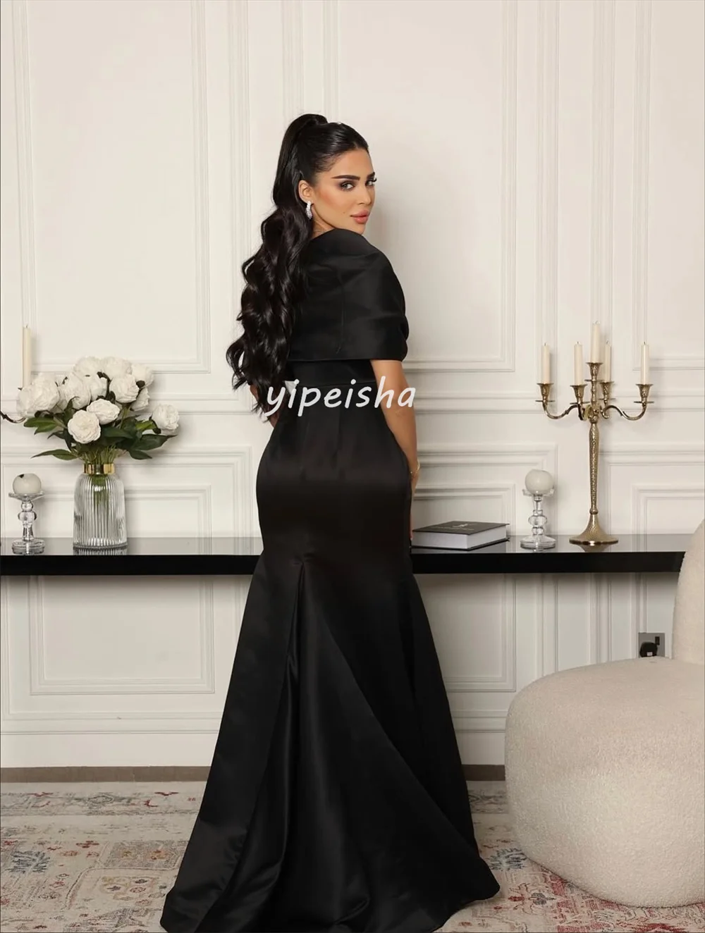 カスタマイズされたマッチング シンプルなプリーツ Aライン オフショルダー ロングドレス オーダーメイドの特別な日のドレス サイズあり 高品質