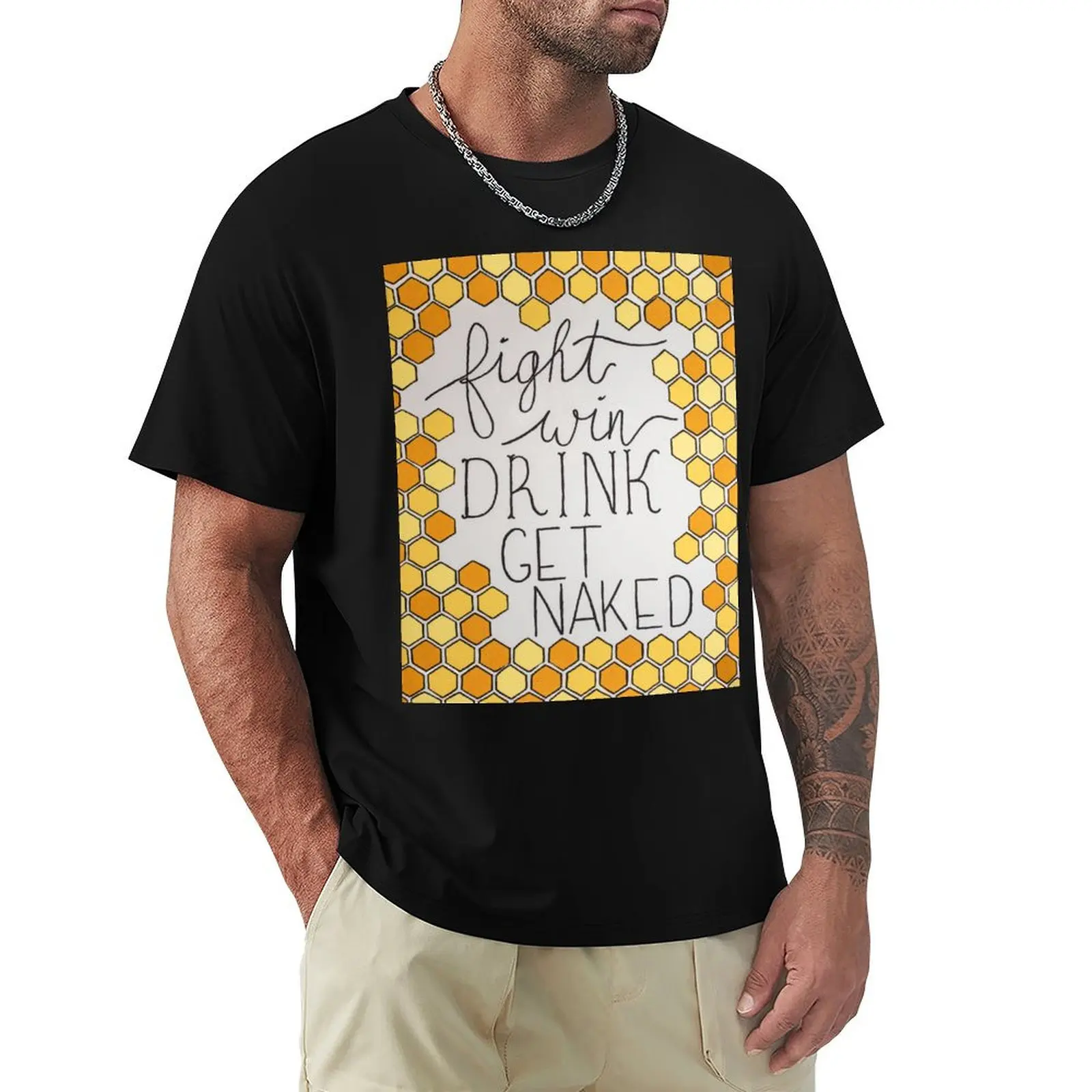 GaTech Fight Win Drink Get Naked - Wide T-Shirt Big Size Loose Fit Tee Shirt