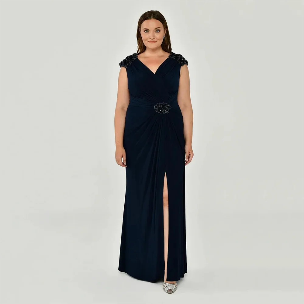 

Luxury Evening Dresses V-Neck Sleeveless Bead Crystal Mermaid Evening Gowns Floor Length Prom Dresses Dress Customized