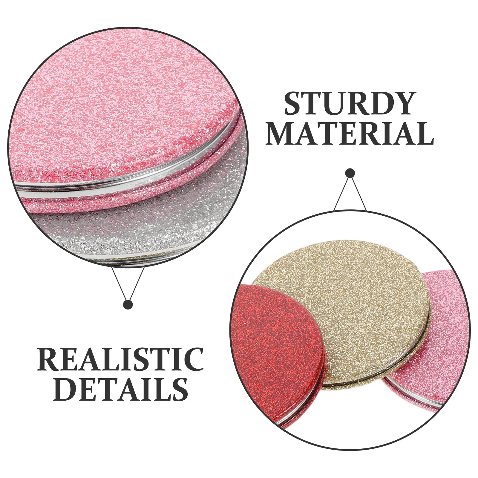 4Pcs Glitter PU Folding Compact Mirrors Pocket Portable Travel Makeup Handheld Folding Mirrors Assorted Colors
