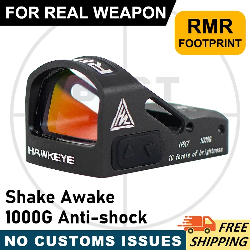 

HAWKEYE-RPG MINI 2 MOA Red Dot Sight 1×24 R*R Footprint For Real Pistol Refle Shotgun,Shake Awake,Waterproof,Top Battery Install