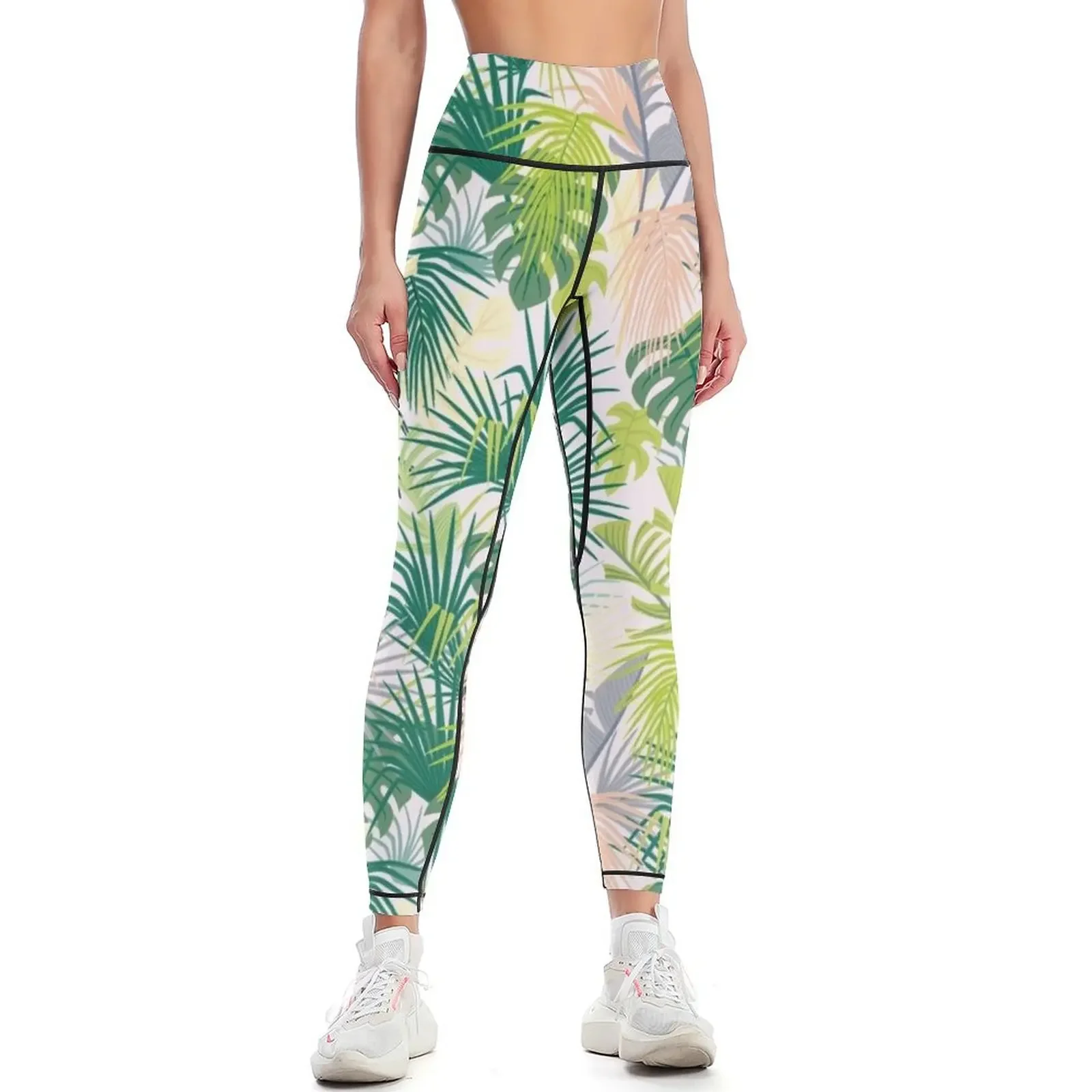 pink jungle pattern Leggings gym wear Women's fitness jogging pants flared Womens Leggings