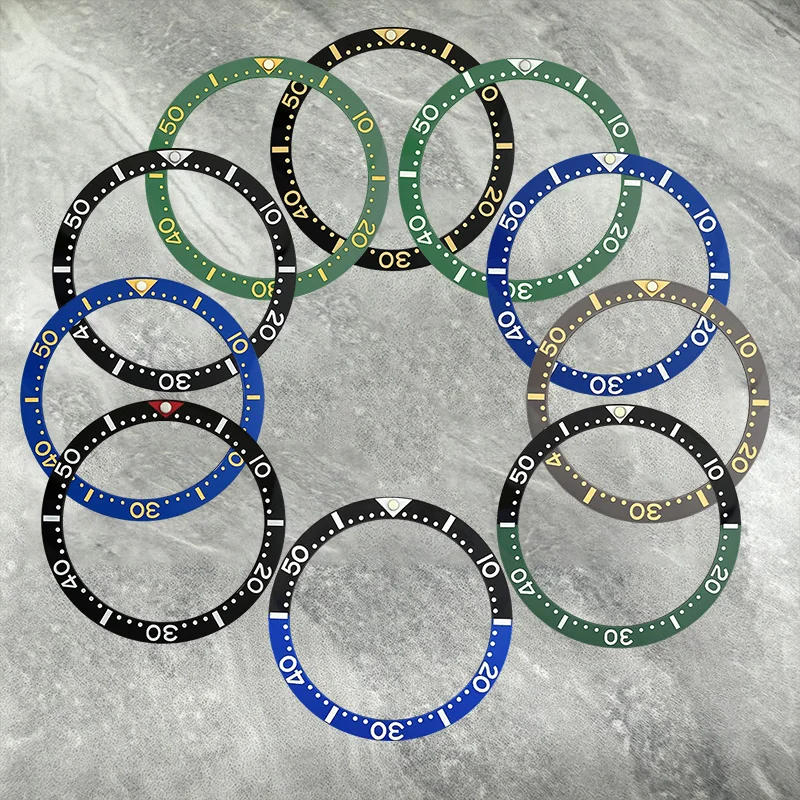 

38mm*31.5mm Flat Ceramic Bezel Insert Fit SKX007 SKX009 Case Watch Substitute Watch Bezel Ring NH35 NH36 Movement Watch Parts