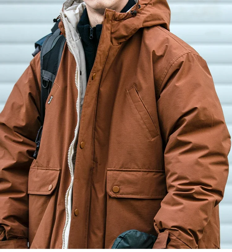 Winter Outdoor Hooded Cargo Down Jacket for Men Clothing Korean Streetwear Thick Windproof Jacket Harajuku Casual Coat Male