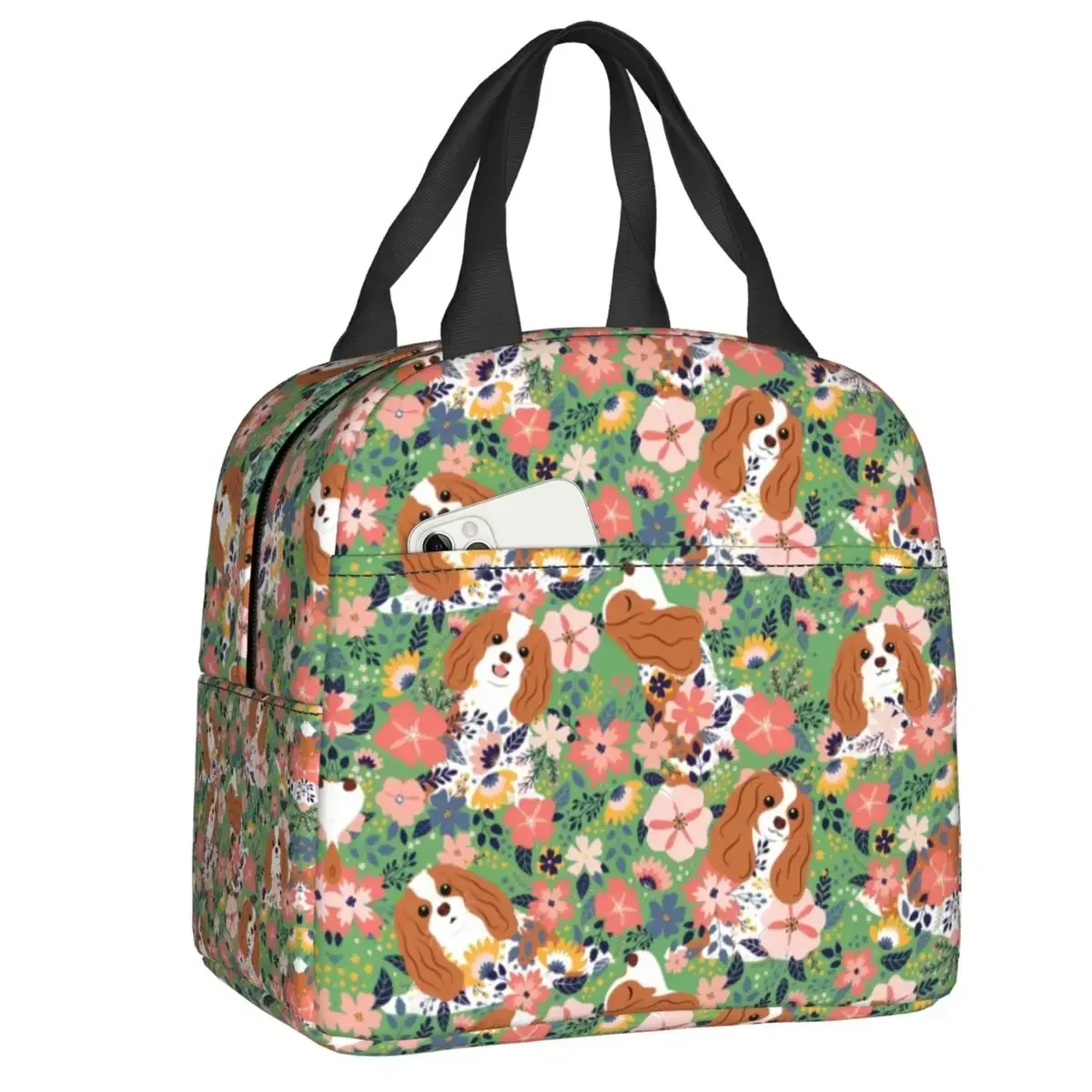 Cavalier King Charles Spaniel Insulated Lunch Tote Bag for Women Dog Lovers Portable Thermal Cooler Food Lunch Box School