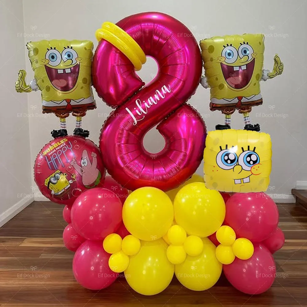 41 stücke Cartoon SpongeBob Schwammkopf Folie Ballon kinder Geburtstag Party Dekoration Rose Rot Anzahl Ballon Baby Dusche Geschenke