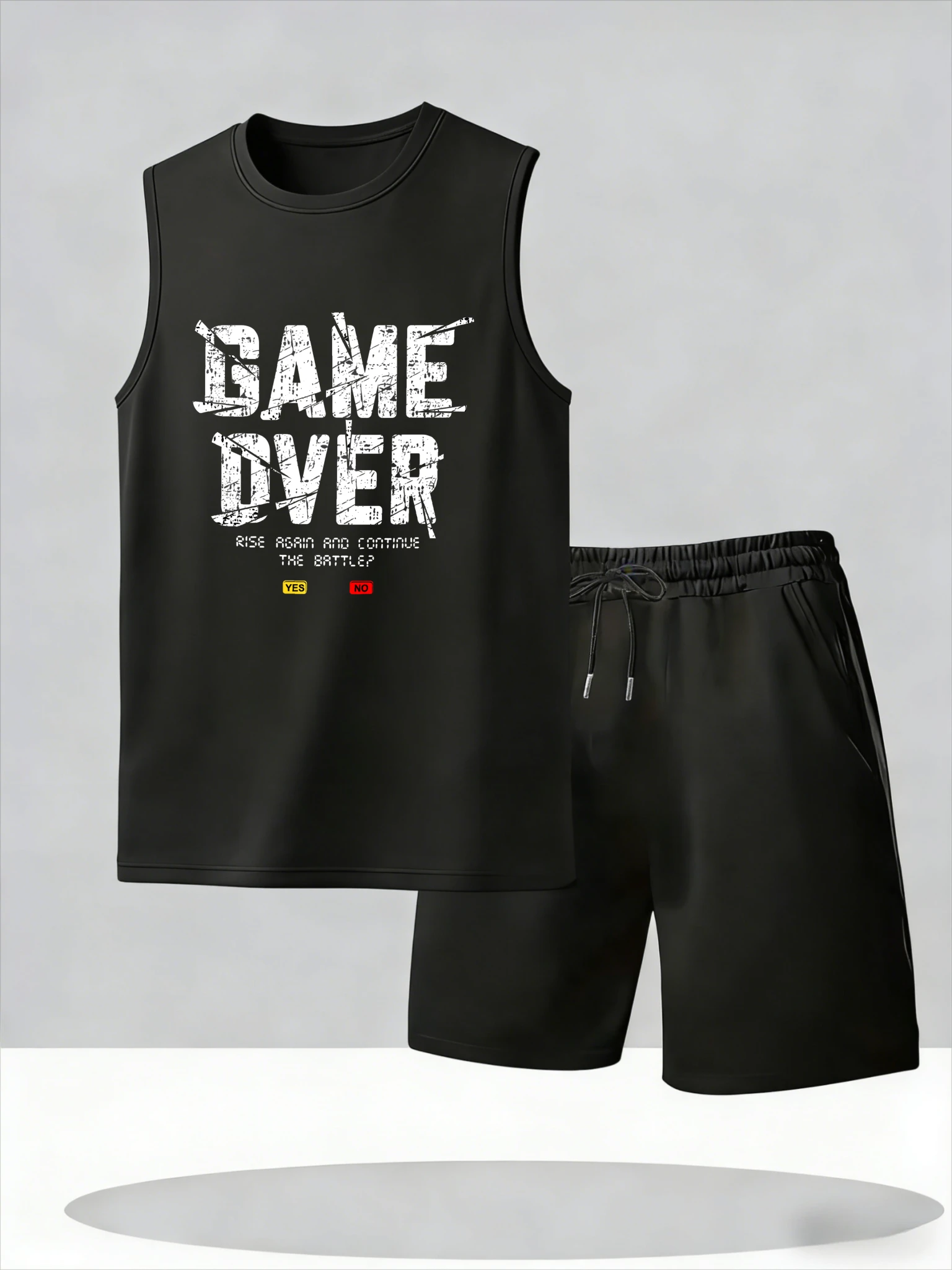 

Men's Tank Top Sets 2026 Summer Thin Quick Dry Breathable running Two-piece sets seaside jogging suit beach oversize crewneck